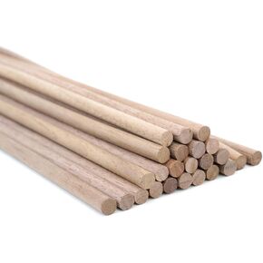 24pcs Wooden Dowel Rods, 1/4 X 12 Inch Long Walnut Dowel Rod Wooden Sticks for Crafts, Round Wood Filler Sticks, Unfinished Wood Dowels for Woodworking Building Material Window Cake Support