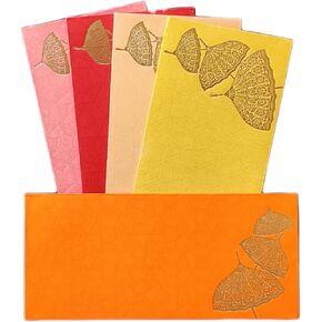 Jhintemetic® - Pack of 25 Matellic 5 Colours of 5 Each Randomly Picked Colourful Designer Shagun Lifafa/Money Gift Envelope with Golden Matellic Chatra for Gifting Money on any occasion