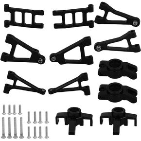 Aluminum Front Rear Swing Arm & Steering Knuckle C-Hub Kit Compatible with 1/14 MJX Hyper Go 14301 14302 14303 RC Upgrade Parts (red)