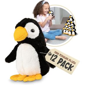 Forest & Twelfth Mini Penguin Plush Toys, 12 Pack Penguin Stuffed Animal Toys Bulk, Tiny Plushies for Girls & Boys, Safari Animals Figures for Party Favors, Goody Bags, Treasure Box Prizes (Penguin)