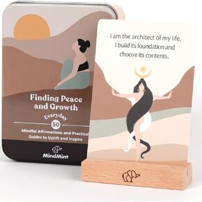 Daily Positive Affirmation Cards for Women - 50 Mindfulness Affirmations & Meditation Cards - Womens Empowerment Gifts - in Mint Box with Wooden Stand