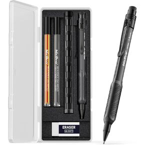 Nicpro 3 PCS 1.3 mm Mechanical Pencil Set with 72 PCS Lead Refill,3 Erasers-HD1000 Carpenter Pencils, Weatherproof Metal Heavy Duty Construction Pencil for Outdoor Marking Drafting Drawing Woodworking