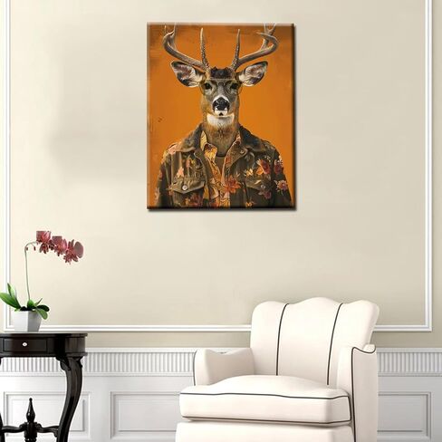 Tucocoo Suit Animal Paint by Number for Adults Beginner Students Deer,Art Ideal Gift Choice for Mother's Day, DIY Acrylic Painting Kit for Home Decor Canvas Without Frame -16x20inch, Deer in Suit in Saudi Arabia