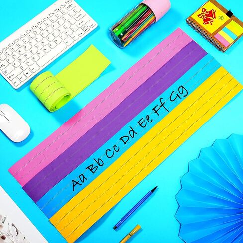 96 Strips Ruled Sentence Strips, 3 x 24 Inches Sentence Strips for Teacher Word Strips Sentence Strips Lined Multicolored Sentence Strips for School Students Office Supplies (White) in Saudi Arabia