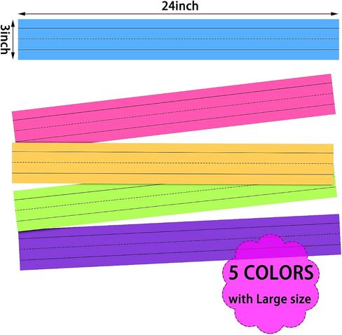 96 Strips Ruled Sentence Strips, 3 x 24 Inches Sentence Strips for Teacher Word Strips Sentence Strips Lined Multicolored Sentence Strips for School Students Office Supplies (White) in Saudi Arabia