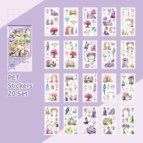 Coffee Series Sticker Scrapbooking Supplies for Junk Journal, 20 Sheets PET Stickers - Vintage Journaling Stickers, Ephemera Sticker Book Pre Cut(TZ-007-004) in Saudi Arabia