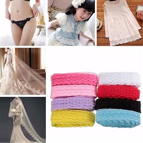 50 Yards Lace Ribbon Roll Floral Lace Trim Fabbing Fabric 7/8 Inch عرض للمجوهرات DIY صنع ملحقات ملحقات الملابس الحرفية غلاف الهدية (أبيض) in Kuwait