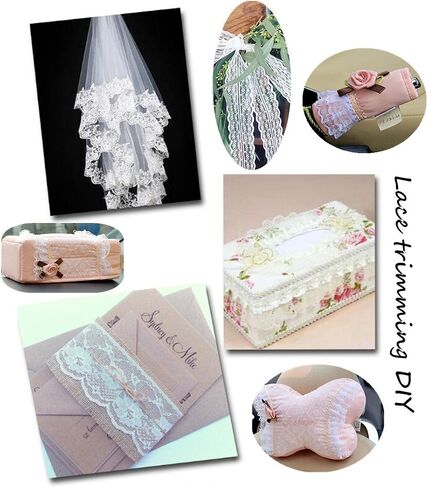 50 Yards Lace Ribbon Roll Floral Lace Trim Fabbing Fabric 7/8 Inch عرض للمجوهرات DIY صنع ملحقات ملحقات الملابس الحرفية غلاف الهدية (أبيض) in Kuwait