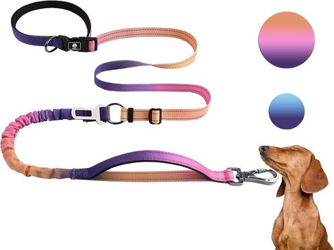 Hands-Free Dog Leash with Bungee for Large Dogs, Waist Belt & Car Seat Bel (Blue) in Saudi Arabia