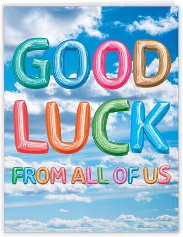 The Best Card Company - Big Good Luck Greeting Card (8.5 x 11 Inch) - Balloons, Colorful Card for Kids (Not 3D or Raised) - Inflated Messages Good Luck J5651SGLG-US in Kuwait