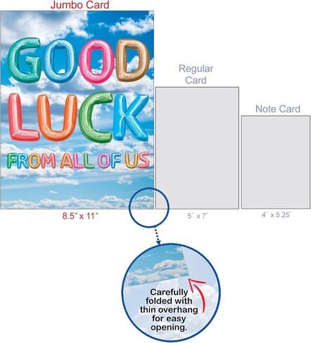 The Best Card Company - Big Good Luck Greeting Card (8.5 x 11 Inch) - Balloons, Colorful Card for Kids (Not 3D or Raised) - Inflated Messages Good Luck J5651SGLG-US in Kuwait