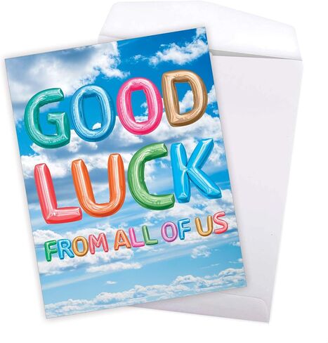 The Best Card Company - Big Good Luck Greeting Card (8.5 x 11 Inch) - Balloons, Colorful Card for Kids (Not 3D or Raised) - Inflated Messages Good Luck J5651SGLG-US in Kuwait