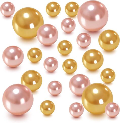 14/20/30mm Floating Pearls for Vase Filler No Hole Faux Beads Water Candle Beads Centerpieces Beads for Vases, Makeup Brush Holder, Home Table Decor (Gold, Rose Gold) in Saudi Arabia