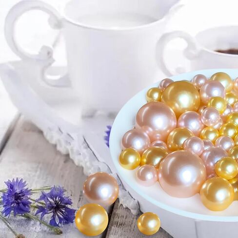 14/20/30mm Floating Pearls for Vase Filler No Hole Faux Beads Water Candle Beads Centerpieces Beads for Vases, Makeup Brush Holder, Home Table Decor (Gold, Rose Gold) in Saudi Arabia