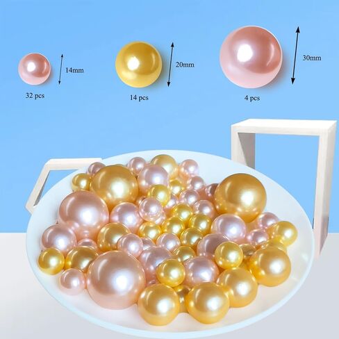 14/20/30mm Floating Pearls for Vase Filler No Hole Faux Beads Water Candle Beads Centerpieces Beads for Vases, Makeup Brush Holder, Home Table Decor (Gold, Rose Gold) in Saudi Arabia