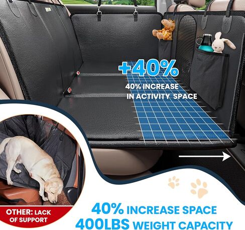 Hard Bottom Hold Dog Car Seat Cover for Back Seat, Waterproof Back Seat Extender for Dogs Increase Space 40%, Comfortable Dog Car Seat Cover for Car SUV in Saudi Arabia