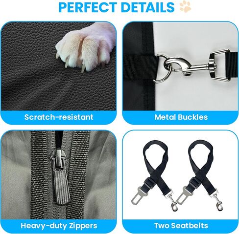 Hard Bottom Hold Dog Car Seat Cover for Back Seat, Waterproof Back Seat Extender for Dogs Increase Space 40%, Comfortable Dog Car Seat Cover for Car SUV in Saudi Arabia