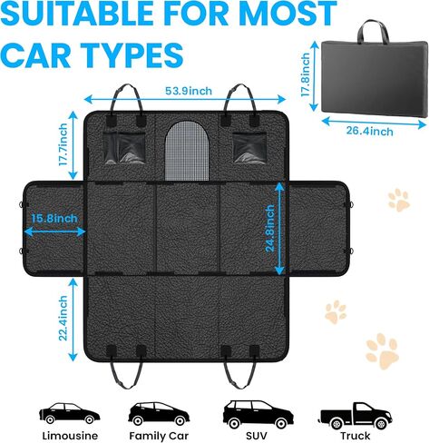 Hard Bottom Hold Dog Car Seat Cover for Back Seat, Waterproof Back Seat Extender for Dogs Increase Space 40%, Comfortable Dog Car Seat Cover for Car SUV in Saudi Arabia