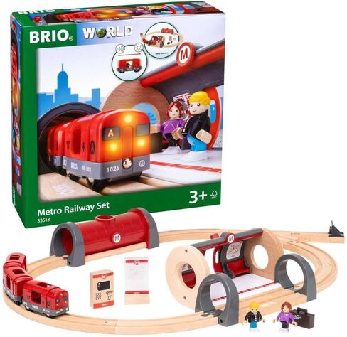 Brio - 33513 Metro Railway Set | Dynamic 20 Piece Wooden Train Set with Interactive Accessories | Perfect for Kids Ages 3 and Up | Fosters Creativity and Motor Skills in Kuwait