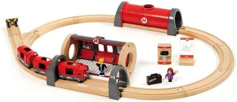 Brio - 33513 Metro Railway Set | Dynamic 20 Piece Wooden Train Set with Interactive Accessories | Perfect for Kids Ages 3 and Up | Fosters Creativity and Motor Skills in Kuwait