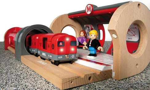 Brio - 33513 Metro Railway Set | Dynamic 20 Piece Wooden Train Set with Interactive Accessories | Perfect for Kids Ages 3 and Up | Fosters Creativity and Motor Skills in Kuwait
