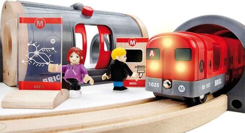 Brio - 33513 Metro Railway Set | Dynamic 20 Piece Wooden Train Set with Interactive Accessories | Perfect for Kids Ages 3 and Up | Fosters Creativity and Motor Skills in Kuwait