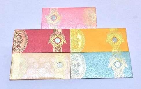 Envelope (Pack of 5) Assorted Color Designs Money Holder Fancy Packet for Christmas Diwali Easter Birthday Wedding Anniversary Designer Invitation Envelopes (Multicolor 3) in Saudi Arabia