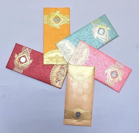 Envelope (Pack of 5) Assorted Color Designs Money Holder Fancy Packet for Christmas Diwali Easter Birthday Wedding Anniversary Designer Invitation Envelopes (Multicolor 3) in Saudi Arabia