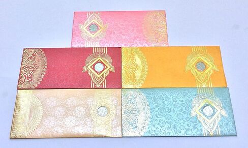 Envelope (Pack of 5) Assorted Color Designs Money Holder Fancy Packet for Christmas Diwali Easter Birthday Wedding Anniversary Designer Invitation Envelopes (Multicolor 3) in Saudi Arabia