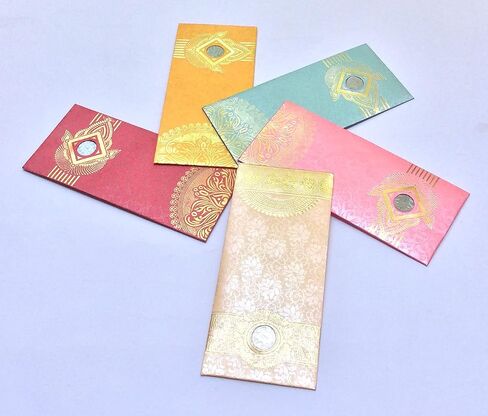 Envelope (Pack of 5) Assorted Color Designs Money Holder Fancy Packet for Christmas Diwali Easter Birthday Wedding Anniversary Designer Invitation Envelopes (Multicolor 3) in Saudi Arabia