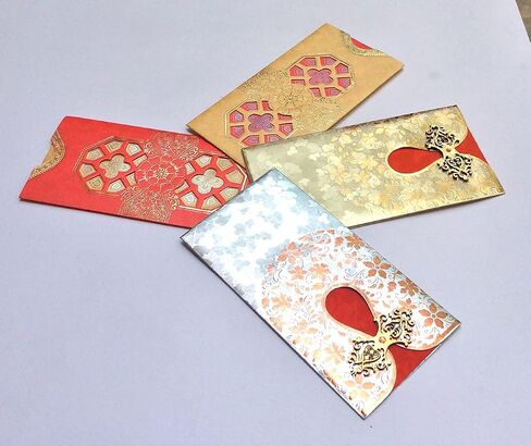 Envelope (Pack of 5) Assorted Color Designs Money Holder Fancy Packet for Christmas Diwali Easter Birthday Wedding Anniversary Designer Invitation Envelopes (Multicolor 3) in Saudi Arabia