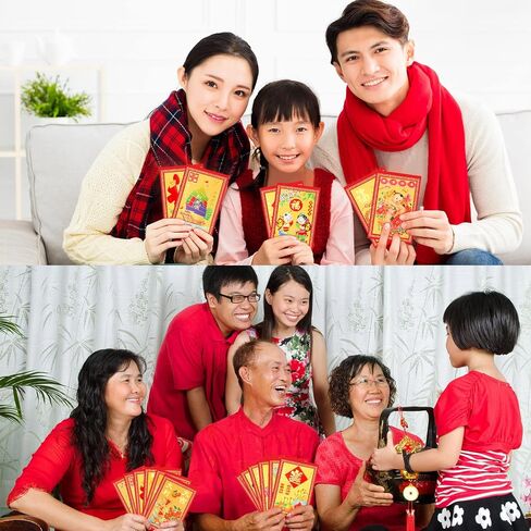 240 Pieces Chinese Red Envelopes New Year Red Envelopes Lucky Money Pockets Spring Festival Hong Bao Chinese Packets for New Year Birthday Wedding(Beautiful Style) in Saudi Arabia