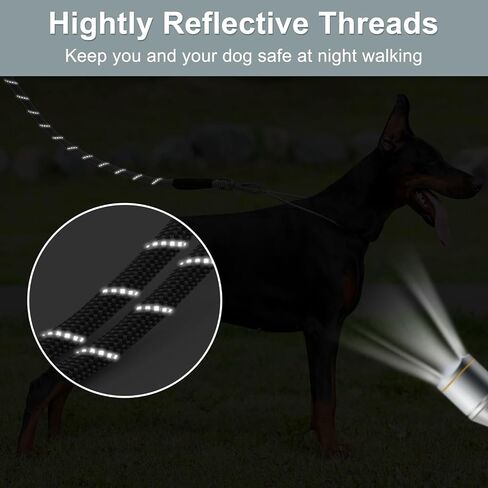 Dog Leash for Large Dogs Heavy Duty 4FT x 1/2" Highly Reflective Threads Dog Leash Chew-Resistant Nylon Leash Padded Handle Strong Rope Leash Training Leash for Medium Large Dogs Night Walking in Saudi Arabia