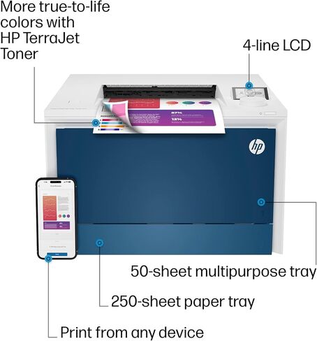 HP Color LaserJet Pro 4201dn Printer, Print, Fast speeds, Easy setup, Mobile printing, Advanced security, Best-for-small teams. Ethernet & USB only. Not Wireless. White in Saudi Arabia