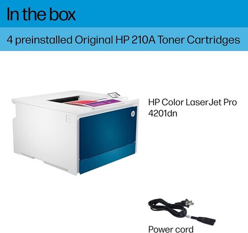 HP Color LaserJet Pro 4201dn Printer, Print, Fast speeds, Easy setup, Mobile printing, Advanced security, Best-for-small teams. Ethernet & USB only. Not Wireless. White in Saudi Arabia