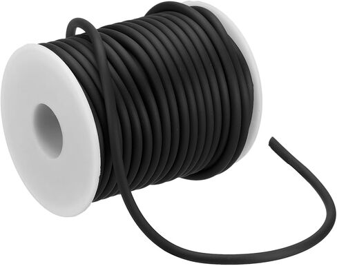 PATIKIL Hollow Pipe Rubber Cord 16 Yards 4mm, PVC Rubber Tube Cord 2mm Hole with Plastic Spool for Knitting Beading DIY Craft, Black in Saudi Arabia