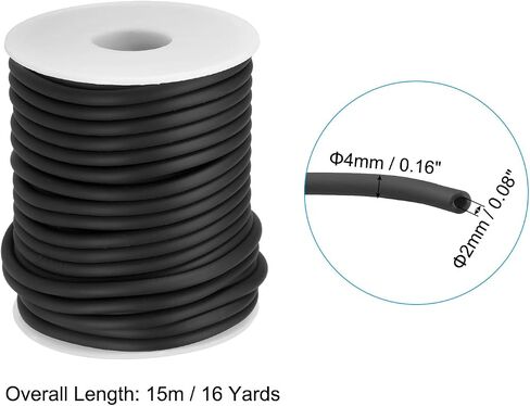 PATIKIL Hollow Pipe Rubber Cord 16 Yards 4mm, PVC Rubber Tube Cord 2mm Hole with Plastic Spool for Knitting Beading DIY Craft, Black in Saudi Arabia