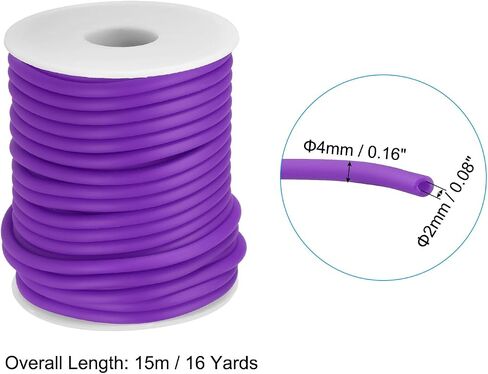 PATIKIL Hollow Pipe Rubber Cord 16 Yards 4mm, PVC Rubber Tube Cord 2mm Hole with Plastic Spool for Knitting Beading DIY Craft, Black in Saudi Arabia