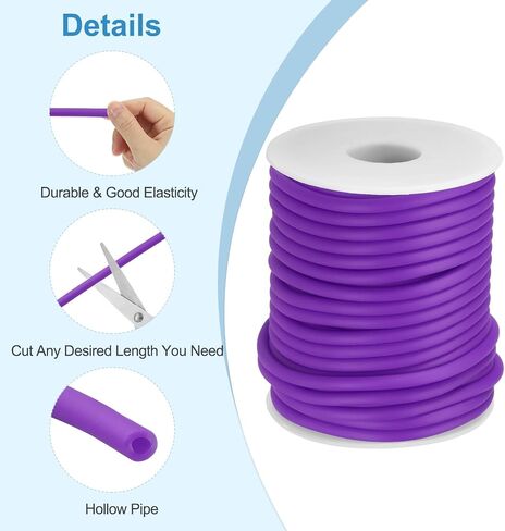PATIKIL Hollow Pipe Rubber Cord 16 Yards 4mm, PVC Rubber Tube Cord 2mm Hole with Plastic Spool for Knitting Beading DIY Craft, Black in Saudi Arabia