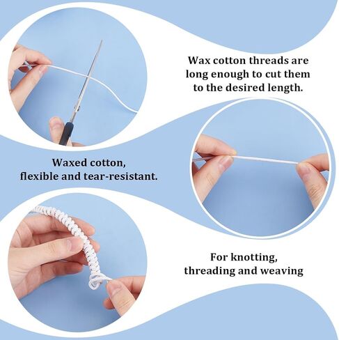 PH PandaHall 2mm Waxed Cord, 100 Yards White Waxed Cotton Threads Wax Cord Waxed Beading Thread String Twine for DIY Bracelet Necklace String Macrame Sewing Project Dreamcatcher Jewelry Making in Saudi Arabia