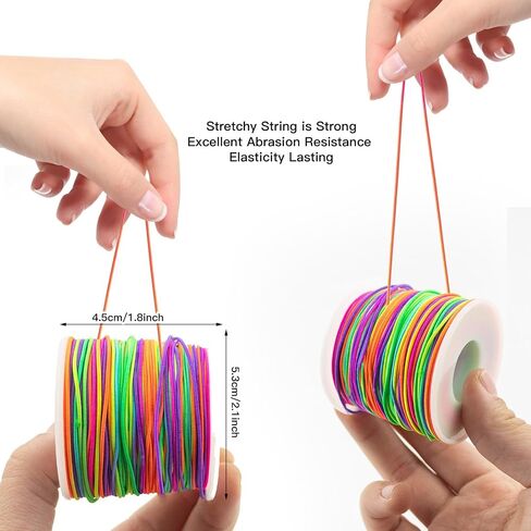 Elastic Cord for Bracelets Making, 2 Rolls 1.0MM Stretchy Bracelet String Total 109 Yards,Elastic String for Necklaces, Beading,Crafts and Jewelry Making (Rainbow and Black) in Kuwait