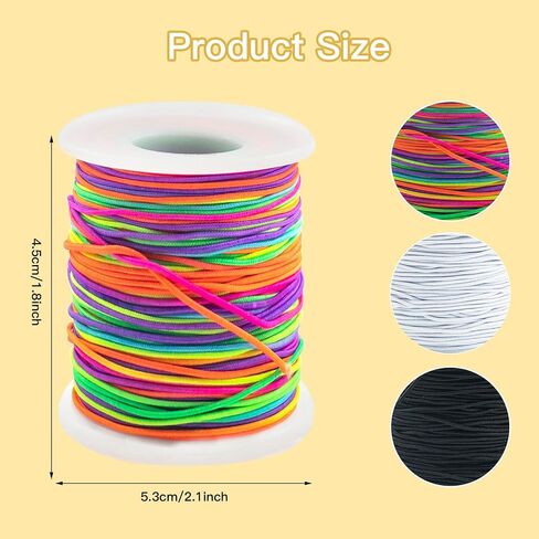Elastic Cord for Bracelets Making, 2 Rolls 1.0MM Stretchy Bracelet String Total 109 Yards,Elastic String for Necklaces, Beading,Crafts and Jewelry Making (Rainbow and Black) in Kuwait