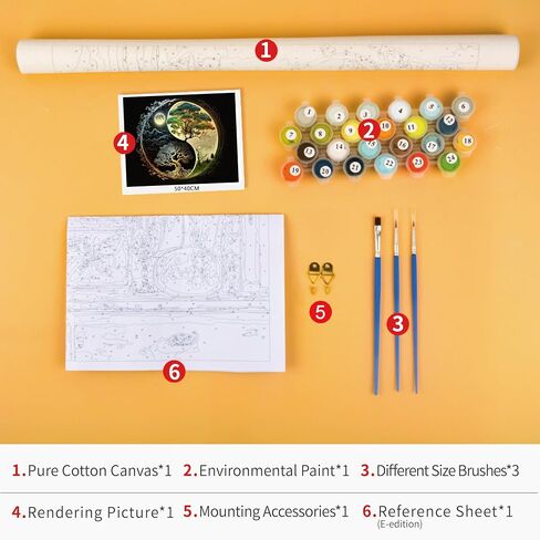 Yin Yang Eye Paint by Numbers Tree and Moon Paint by Numbers Kit for Adults Landscape DIY Paint by Numbers for Adults Home Wall Decoration Flameless Oil Painting Kits 16x20 Inch Without Frame in Kuwait