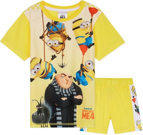 طقم بيجامات قصيرة للأولاد من Minions، ملابس صالة ناعمة قابلة للتنفس - هدايا للأولاد (أصفر/خردل، 2-3 سنوات) in Saudi Arabia