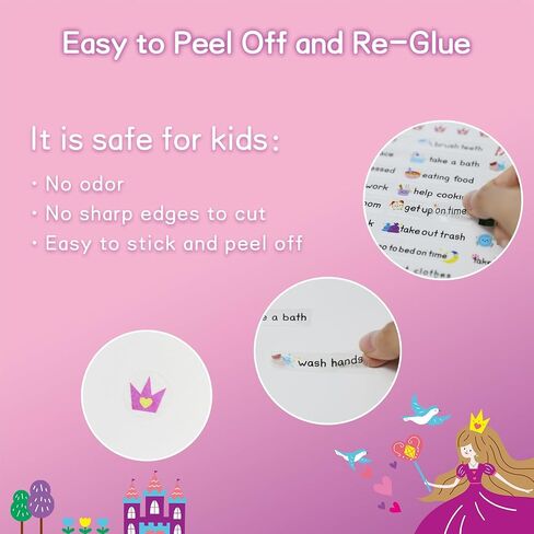 2 Packs Unicorn and Princess Magnetic Chores Chart for Kids Multiple Kid- with 52 Static Tasks, 126 Rewards Stickers, One Week Dry Erase Chore Chart for School or Housework, Reward Chart for Kids in Saudi Arabia