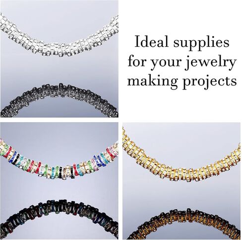 800 Pieces Round Rondelle Spacer Beads Crystal Rhinestone Loose Bead Rondelle Charm Beads 6 mm 8 mm 10 mm for Necklaces Bracelets Jewelry Making (Mixed Color) in Saudi Arabia