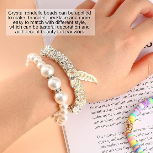 800 Pieces Round Rondelle Spacer Beads Crystal Rhinestone Loose Bead Rondelle Charm Beads 6 mm 8 mm 10 mm for Necklaces Bracelets Jewelry Making (Mixed Color) in Saudi Arabia