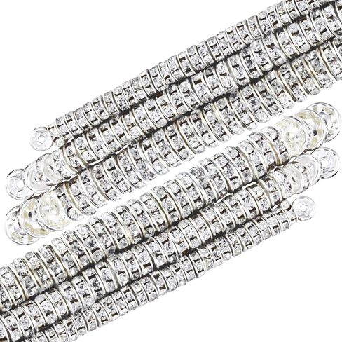 800 Pieces Round Rondelle Spacer Beads Crystal Rhinestone Loose Bead Rondelle Charm Beads 6 mm 8 mm 10 mm for Necklaces Bracelets Jewelry Making (Mixed Color) in Saudi Arabia