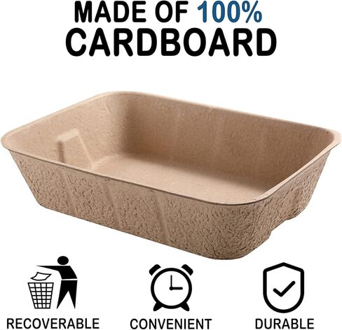 pinvnby 6 pcs الصناديق القمامة التي يمكن التخلص منها للقطط الورق القطط الصواني الصواني من الورق المقوى من الورق المقوى للكتابة والأرانب وغيرها من الحيوانات الداخلية الصغيرة الاستخدام في الهواء الطلق وحدها أو كبطانات مربع (16.14 × 12.2 × 3.7 بوصة) in Kuwait