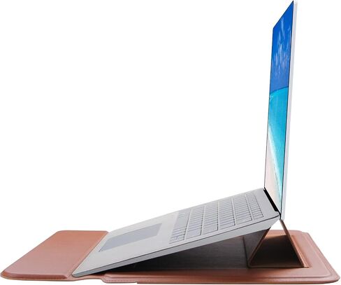 Megoo 13inch Laptop Sleeve PU Leather Case with Stand Compatible with Microsoft Surface Laptop 6/5/4/3/2 13.5", Macbook Air 13.3"/13.6"/Pro 14.2", Carry Stand Case for 13"14" Tablet Chromebook(Black) in Kuwait